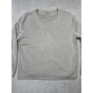 VTG J Jill Rib Knit V-Neck Sweater L Made In Hong Kong Minimalist Cream Pullover